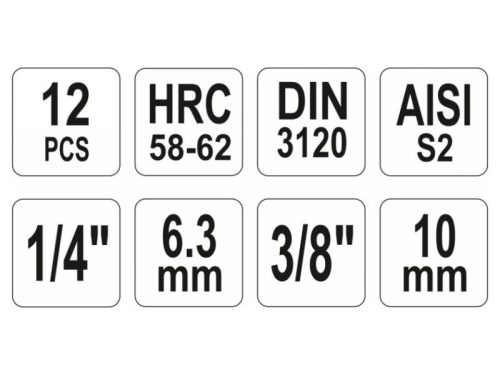 YATO Bit dugókulcs készlet 12 részes Torx 1/4", 3/8" CrV