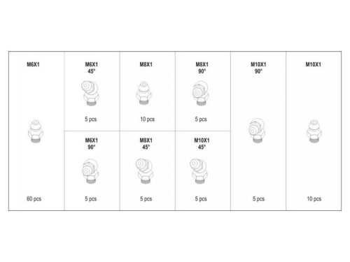 YATO Zsírzógomb (zsírzófej) készlet 110 db