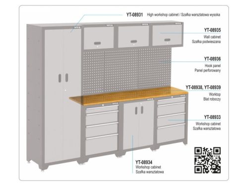 YATO Fa munkalap 3 alsó szekrényhez 1980 x 457 x 22 mm