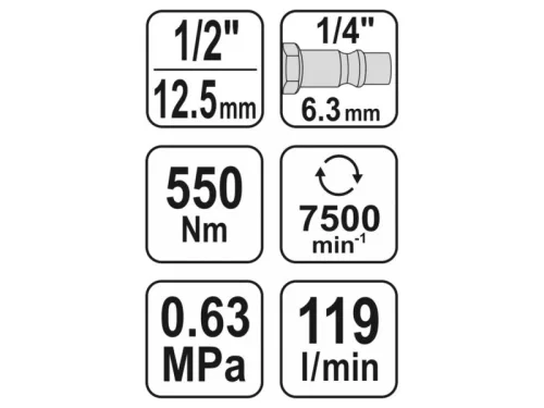 YATO Pneumatikus ütvecsavarozó 1/2" 550 Nm