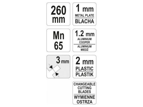 YATO Lemezvágó olló 260 mm lengőnyelves