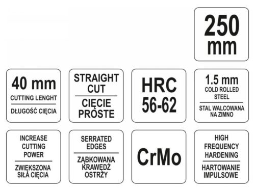 YATO Lemezvágó olló 250 mm egyenes