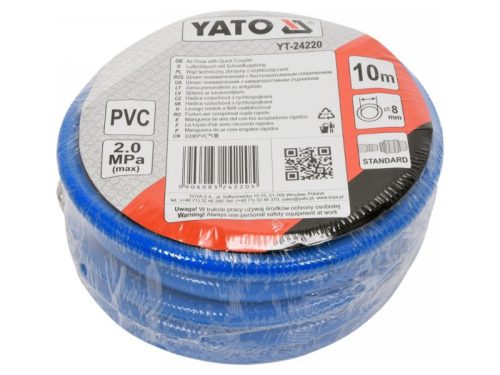 YATO Pneumatikus tömlő gyorscsatlakozóval 8 mm x 10 m, 2,0 MPa