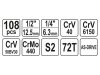 YATO Dugókulcs készlet 108 részes 1/4", 1/2" CrV