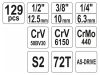 YATO Szerszámkészlet 129 részes 1/4", 3/8", 1/2" CrV CrMo