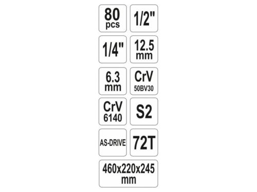 YATO Szerszámosláda szerszámkészlet 80 részes