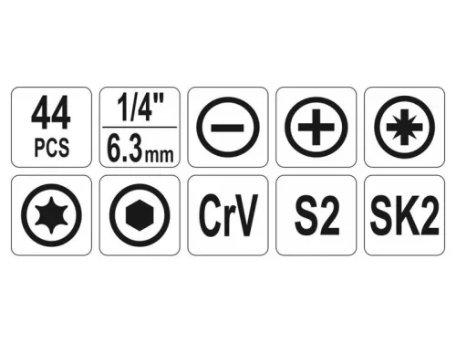 YATO Szerszámkészlet 44 részes 1/4" CrV