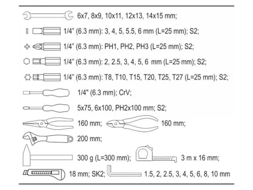 YATO Szerszámkészlet 44 részes 1/4" CrV