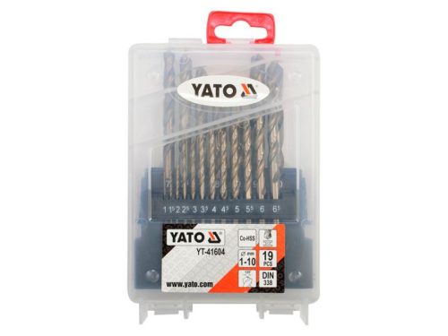YATO Csigafúró készlet 19 részes 1-10 mm HSS Co