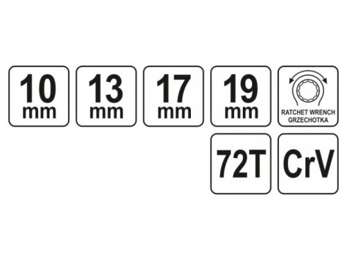 YATO Racsnis csillagkulcs 10-13 mm x 17-19 mm / 200 mm 72T CrV