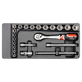   YATO Dugókulcs készlet 22 részes 3/8" 6-22 mm CrV (fiókbetét)