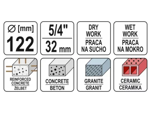 YATO Gyémánt fúrókorona 122 mm