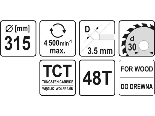 YATO Fűrésztárcsa fához 315 x 30 x 2,5 mm / 48T