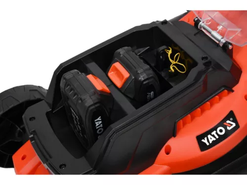 YATO Akkus fűnyíró 340 mm 2 x 18 V (2 x 2,0 Ah akku + töltő)