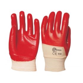 VÉDŐKESZTYŰ  R 3420 PIROS PVC 10-ES / 10 PÁR