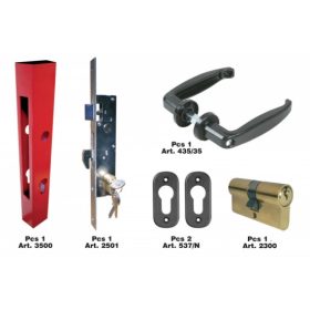   ALAPCSOMAG KAPUKHOZ KAMPÓS ZÁRHOZ(zártszelvénytest, kampószár, cilinderbetét, pajzs, kilincs)