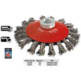 TÁNYÉRKEFE SODROTT KÚPOS GRAPHITE  57H589 100MM M14