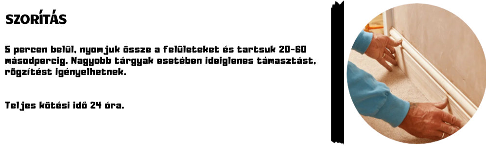 Fa szegély rögzítése Gorilla Grab Clear építési ragasztóval szorítás után